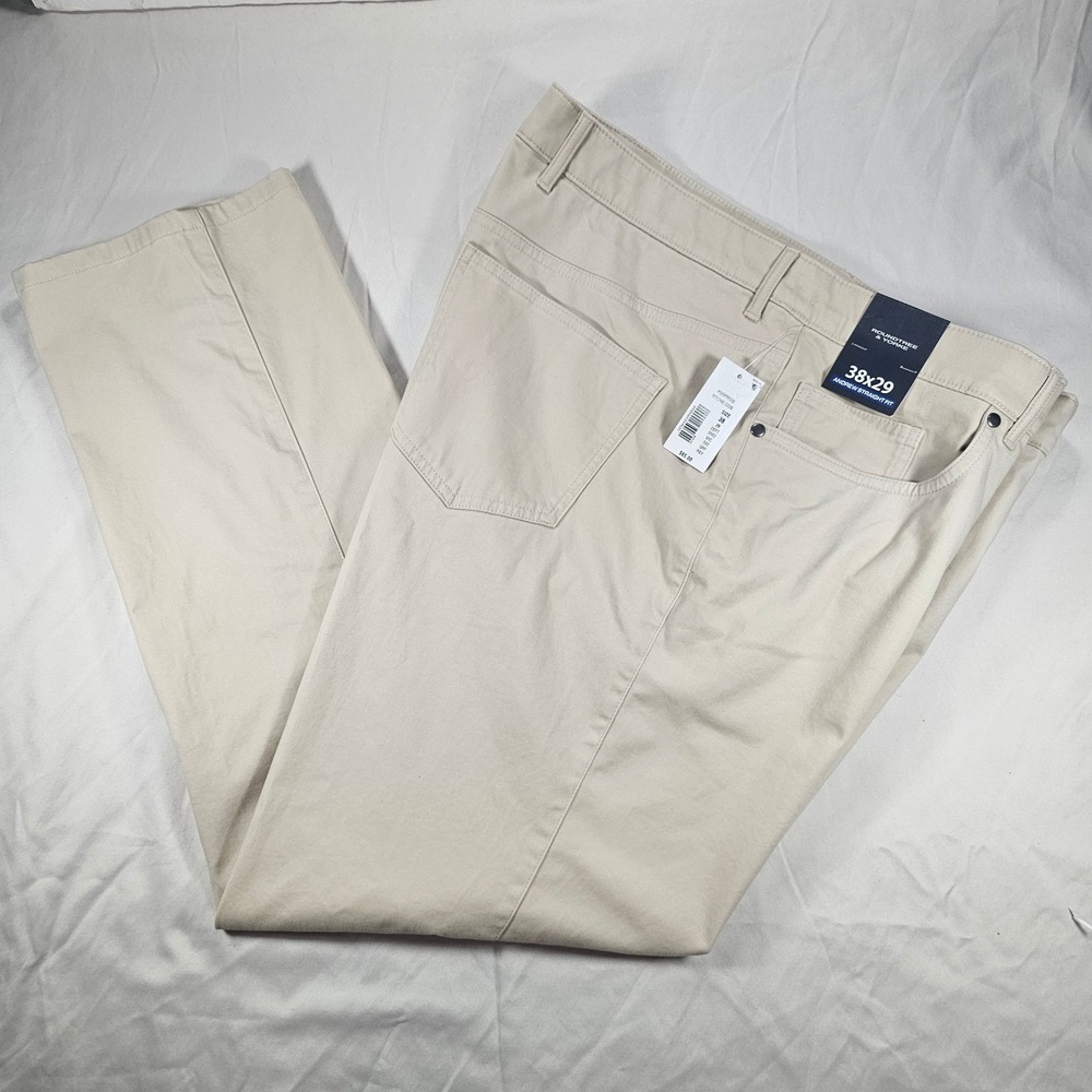 Roundtree & Yorke 38x29 Stone Andrew Straight Fit 5 Pocket Chino Pants NWT 1612